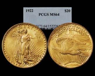 1922-$20-pcgs64
