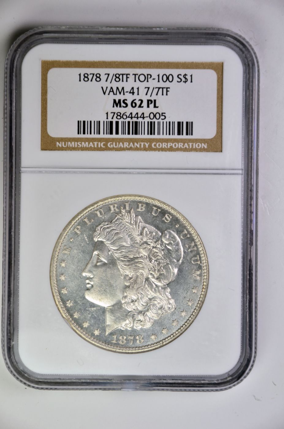 1878 7/8TF NGC 62PL VAM 41 7/7TF Top 100  